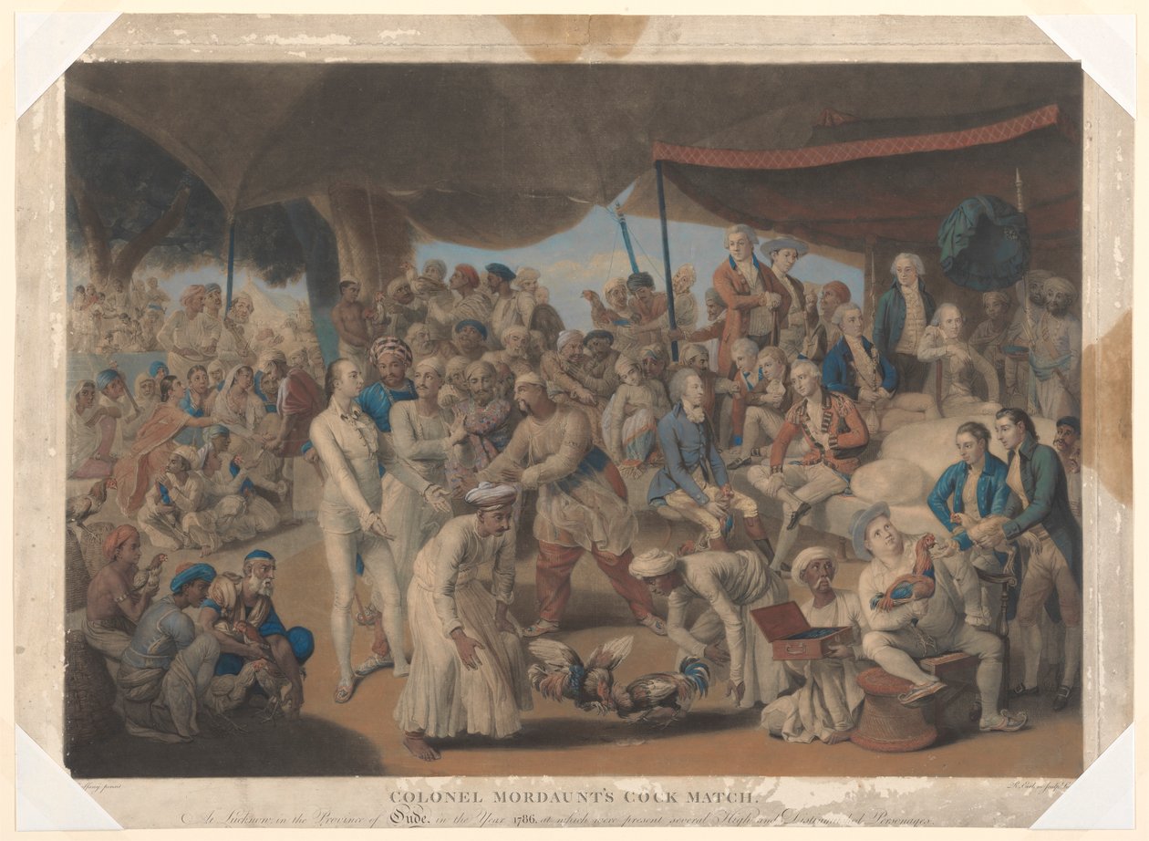Oberst Mordaunts Cock Match på Lucknow av Richard Earlom