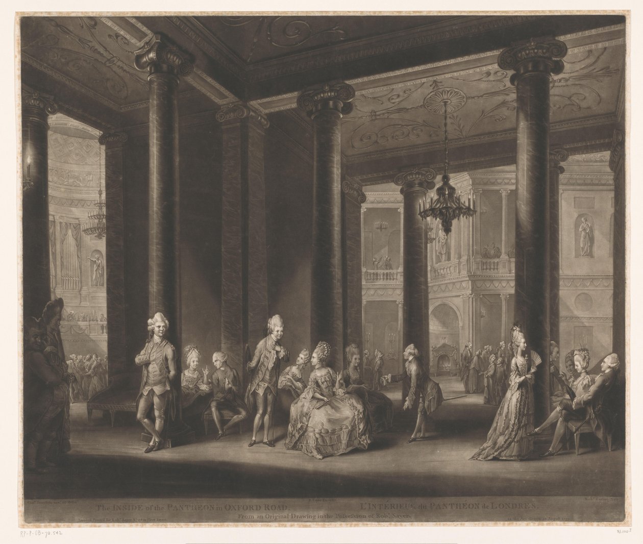 Interiør av Pantheon på Oxford Street i London Innsiden av Pantheon i Oxford Road / L'intérieur du Panthéon de Londres (tittel på objekt) av Richard Earlom