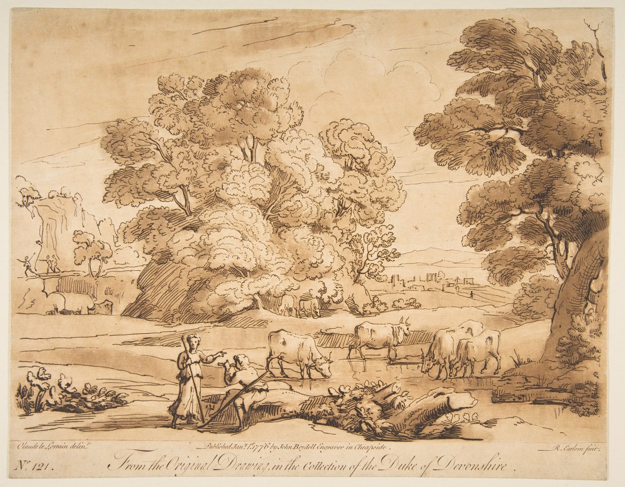 Landskap med gjeter og gjeterinne, 1776. av Richard Earlom