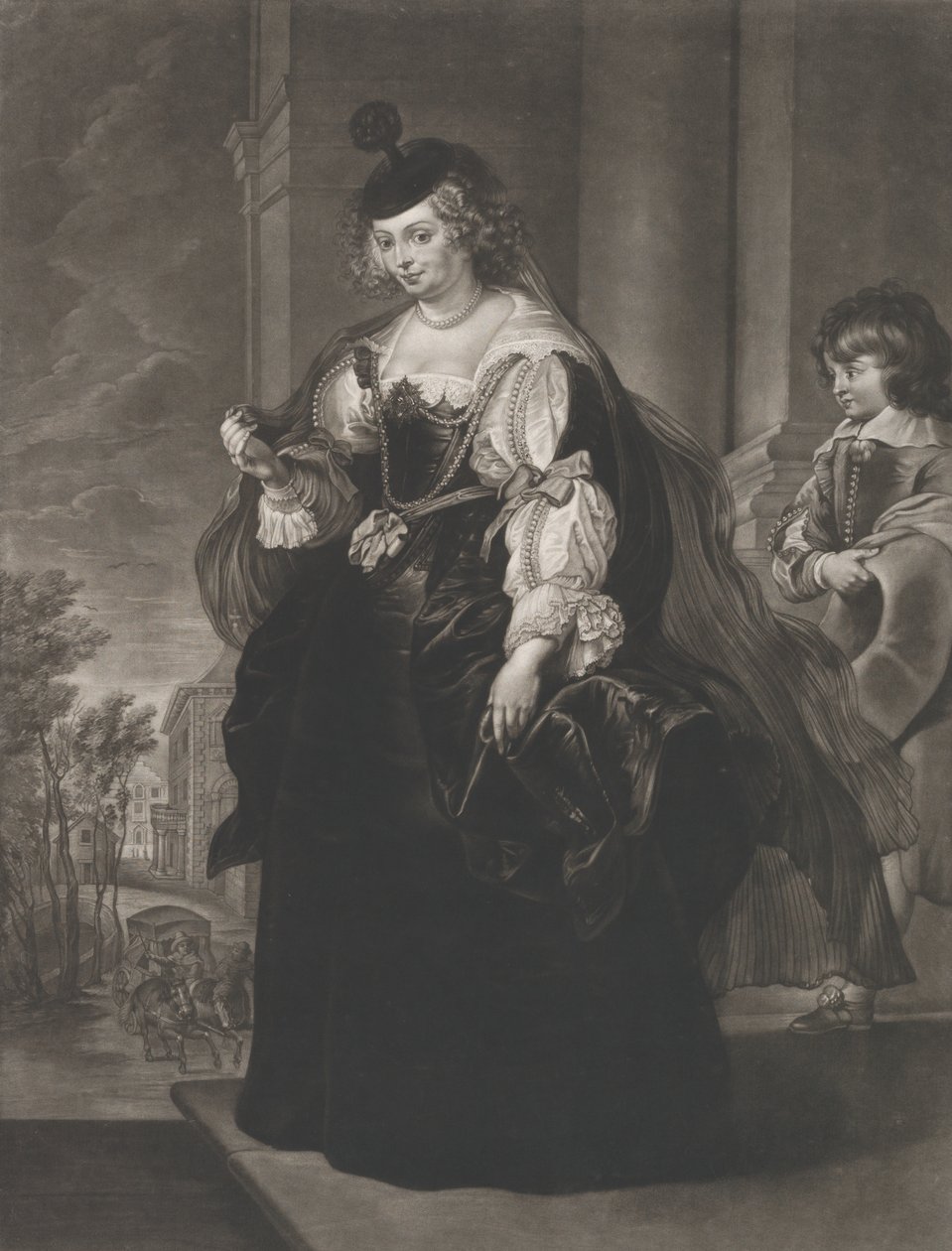 Portrett av Helena Fourment, med en ung side bak seg, 1782 av Richard Earlom