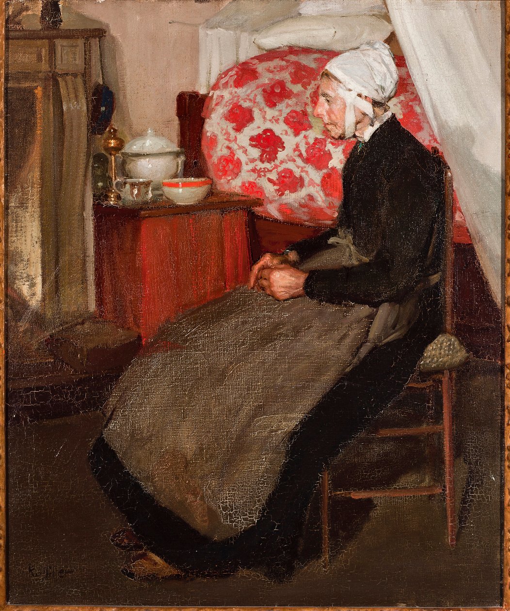 Gammel nederlandsk kvinne (olje på lerret av Richard Emil Miller
