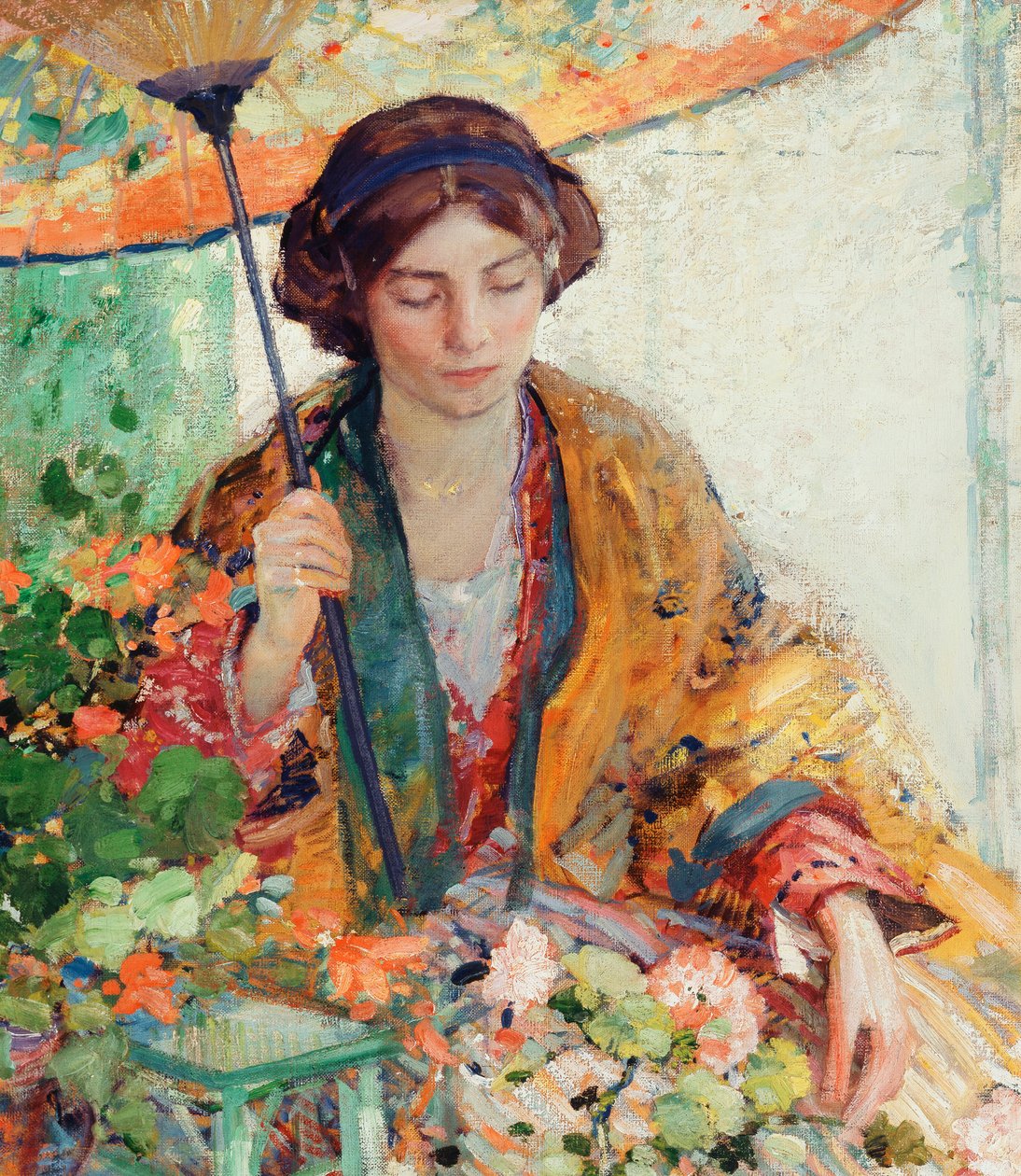 Kvinne med parasoll av Richard Emil Miller