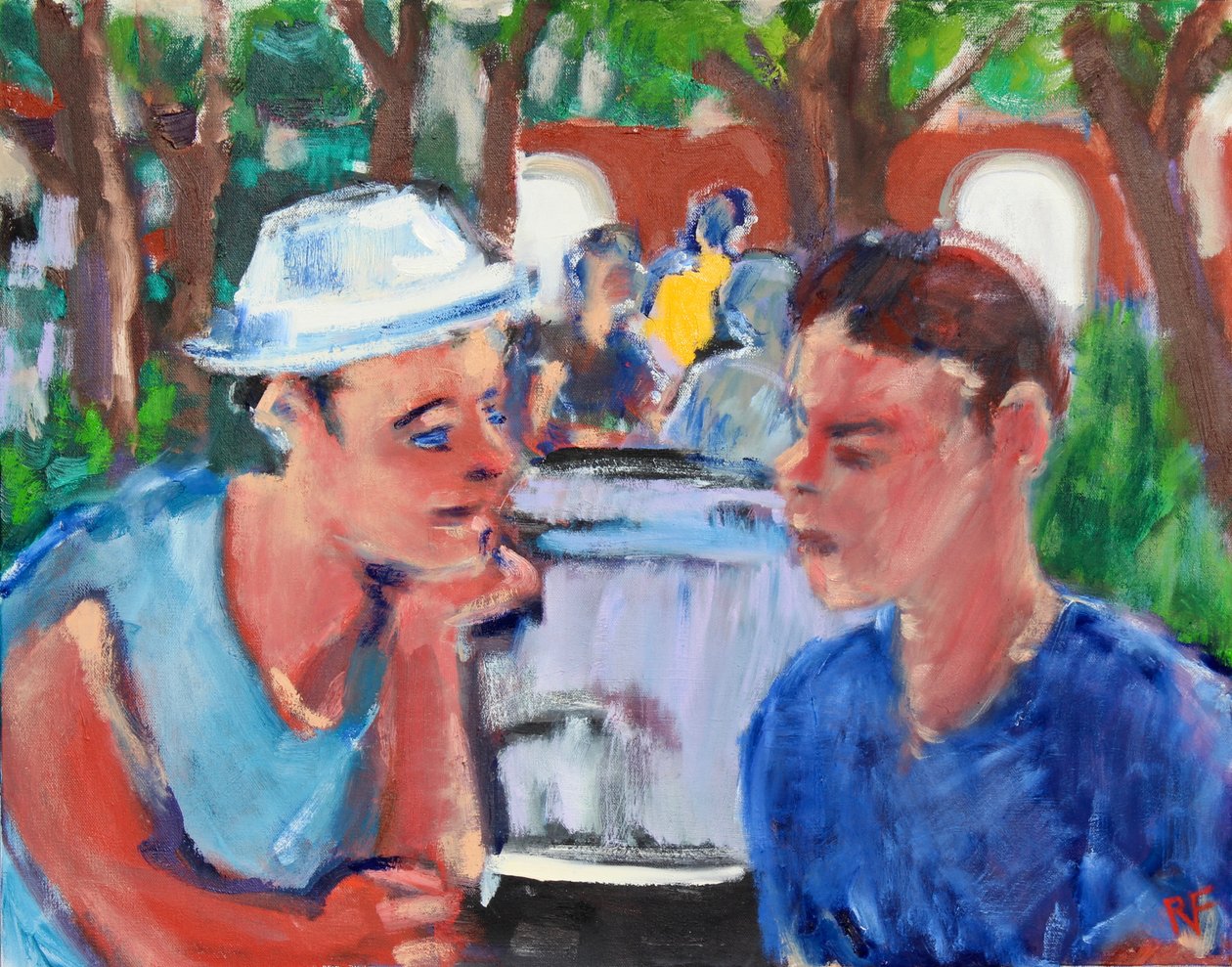 Samtale i parken, 2019 av Richard Fox