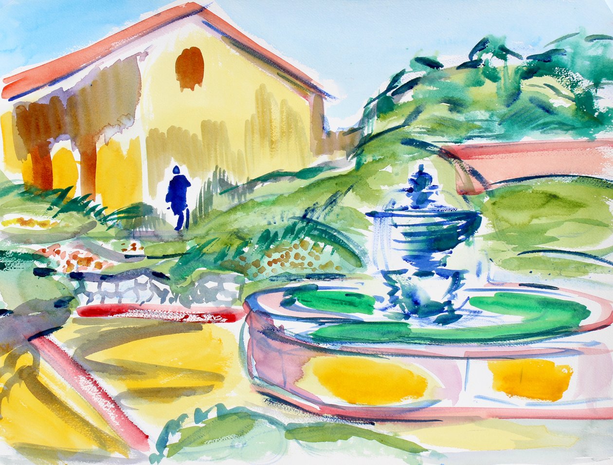 Fader Serra-statue og fontene, Carmel Mission, 2019 av Richard Fox
