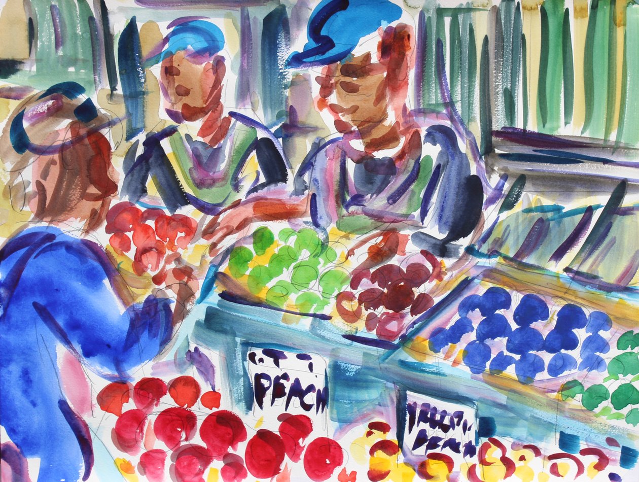 Fruktselgere, 2020 av Richard Fox