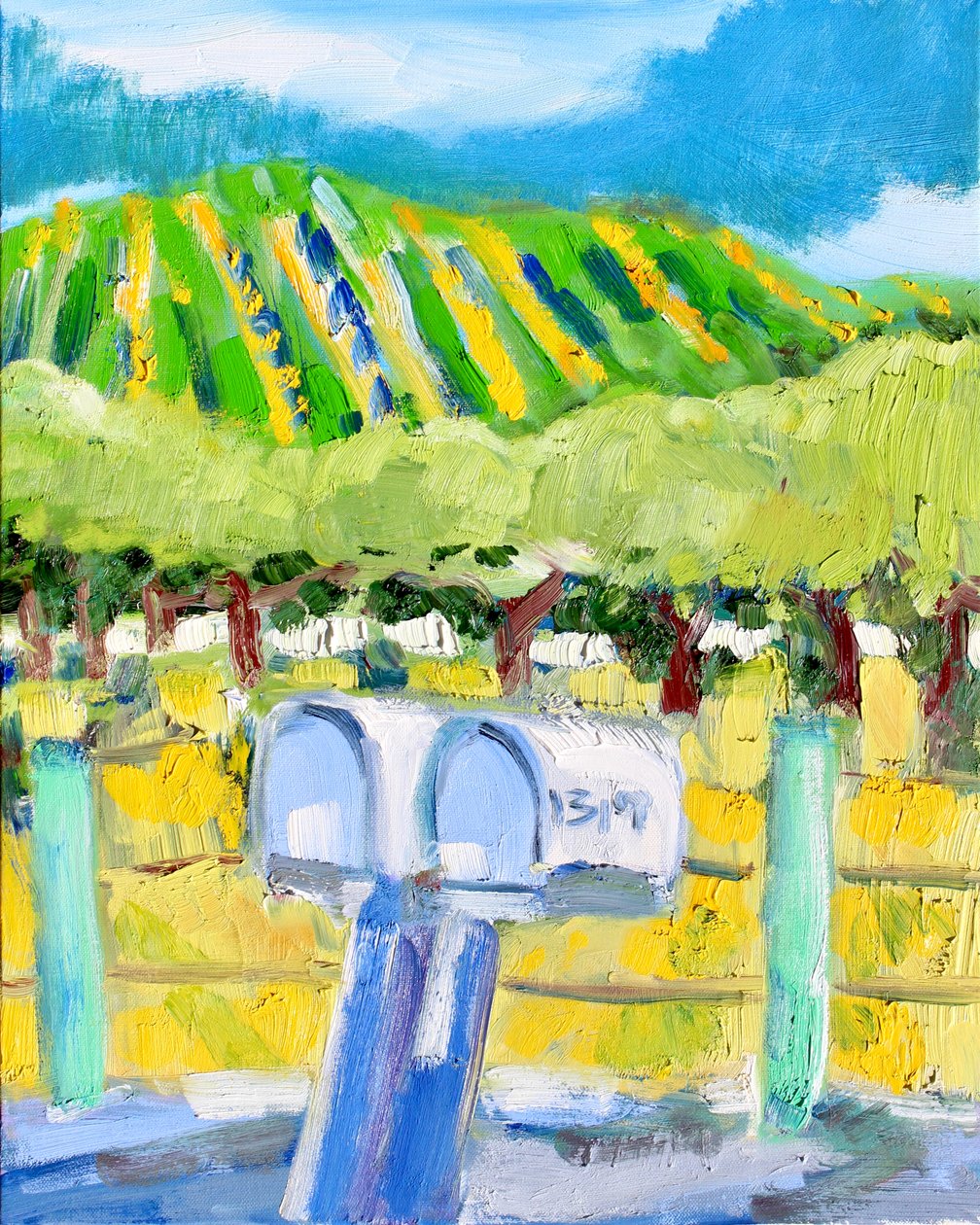 Postbokser og vingård, Napa, 2019 av Richard Fox