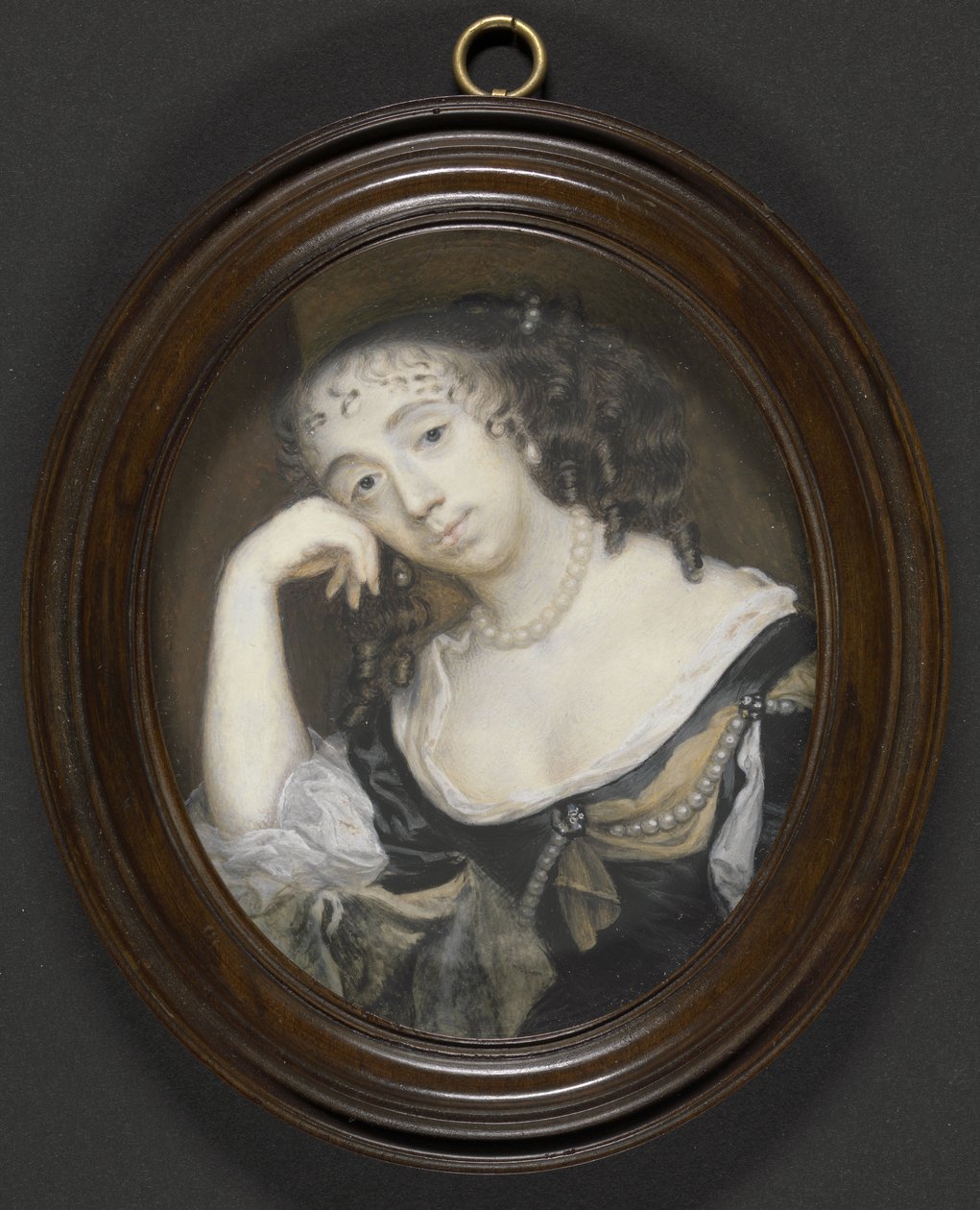 Elizabeth Dormer, grevinne av Carnarvon (d.1677) (nee Capel), ca. 1665 (kroppsfarge på vellum lagt på kortet) av Richard Gibson