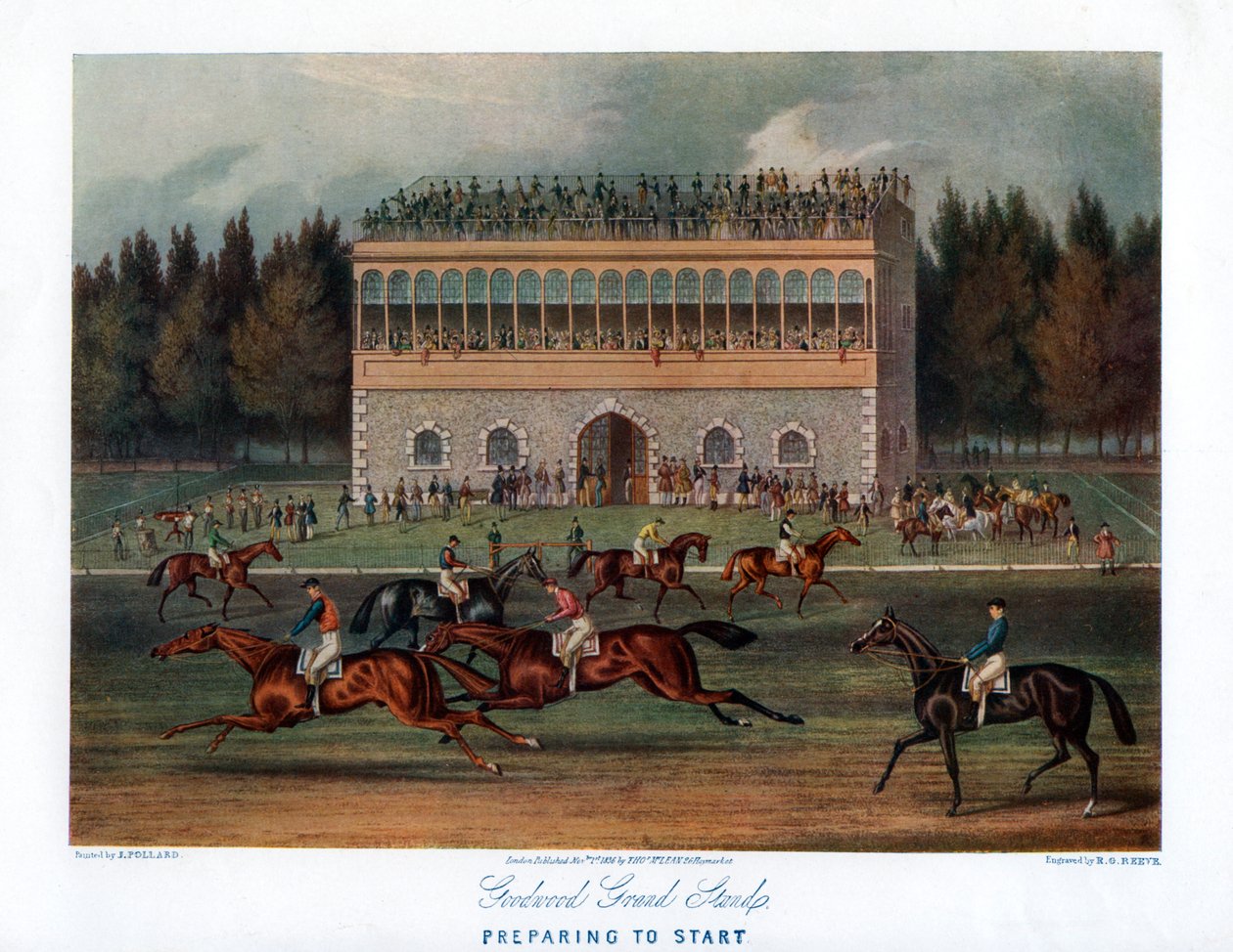 Goodwood Grand Stand, forbereder seg til start, 1836. av Richard Gibson Reeve