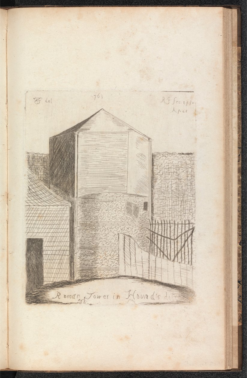 Roman Tower in Hound's Ditch, 28. april 1763 av Richard Gough