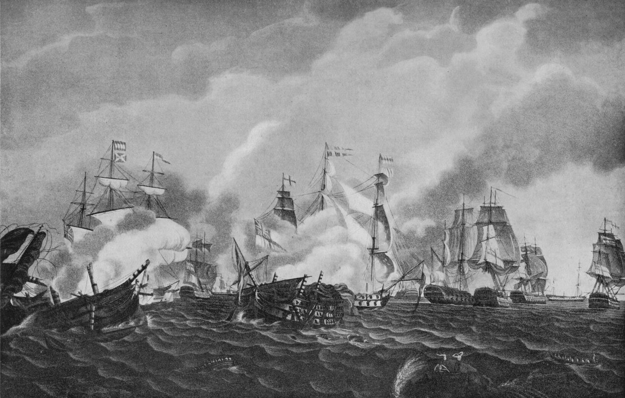Action utenfor San Domingo, c1807 av Richard Harraden