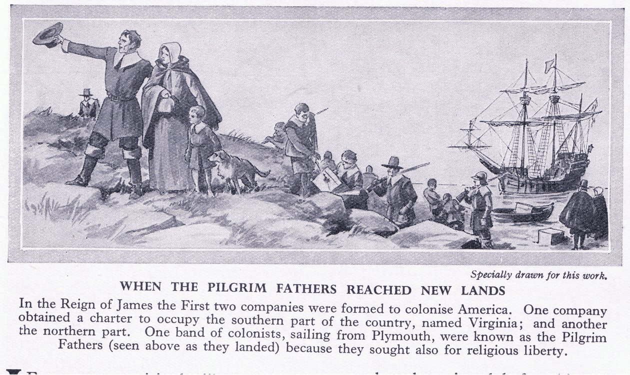 Da pilegrimsfedrene nådde nye land, ca. 1950 av Richard Henry Brock