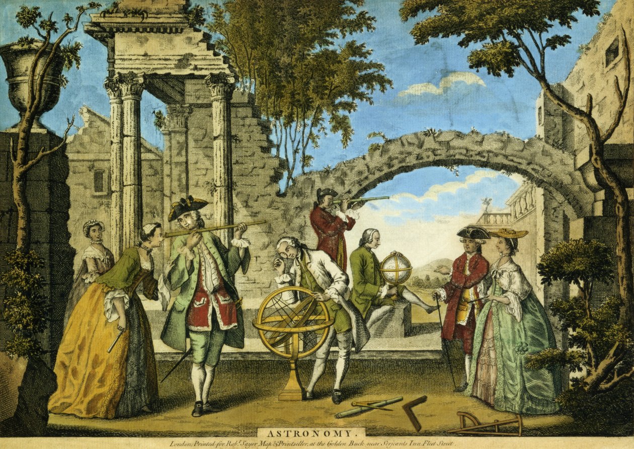 Astronomi, pub. av Robert Sayer (fl.1750-80) ca. 1750 (akvatint) av Richard Houston