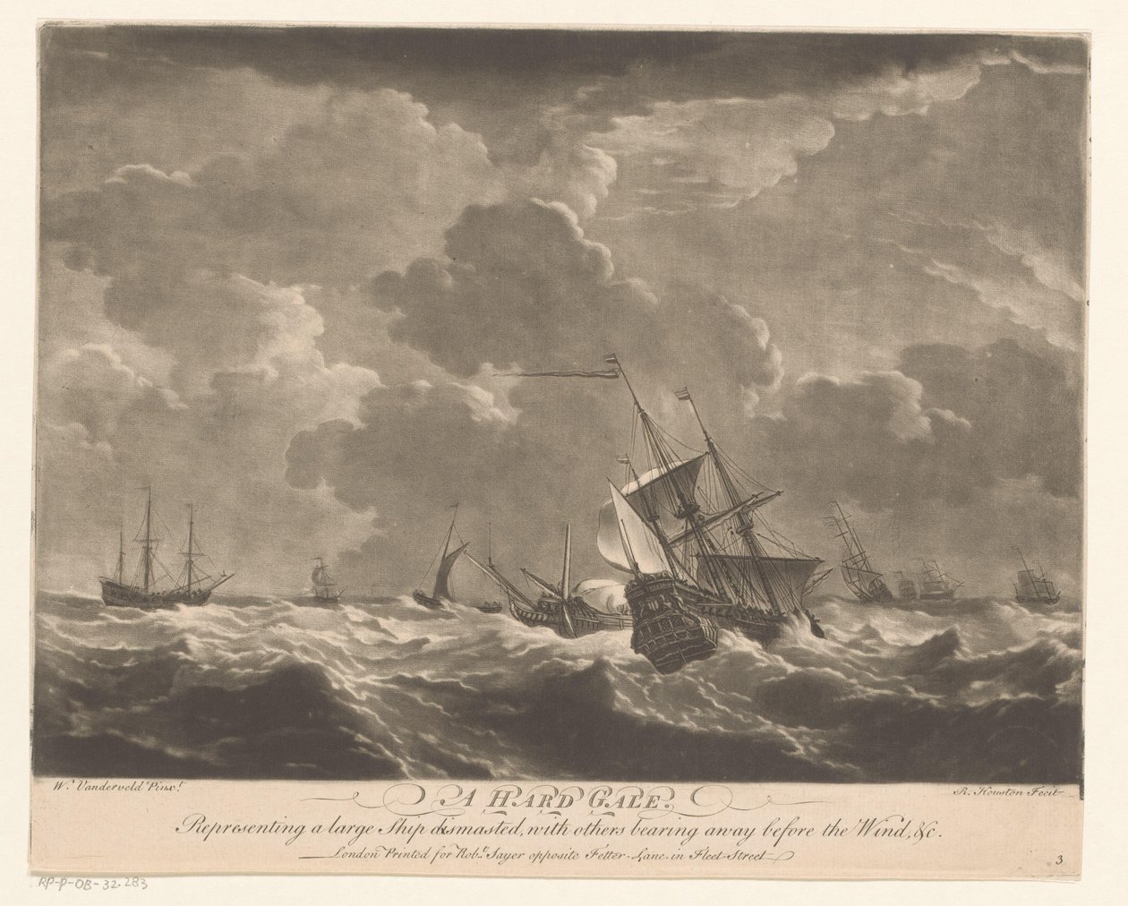 Marineskip på høye bølger A Hard Gale (tittel på objekt) av Richard Houston