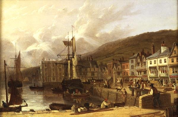 Utsikt over Dartmouth, Devon (olje på lerret) av Richard Hume Lancaster