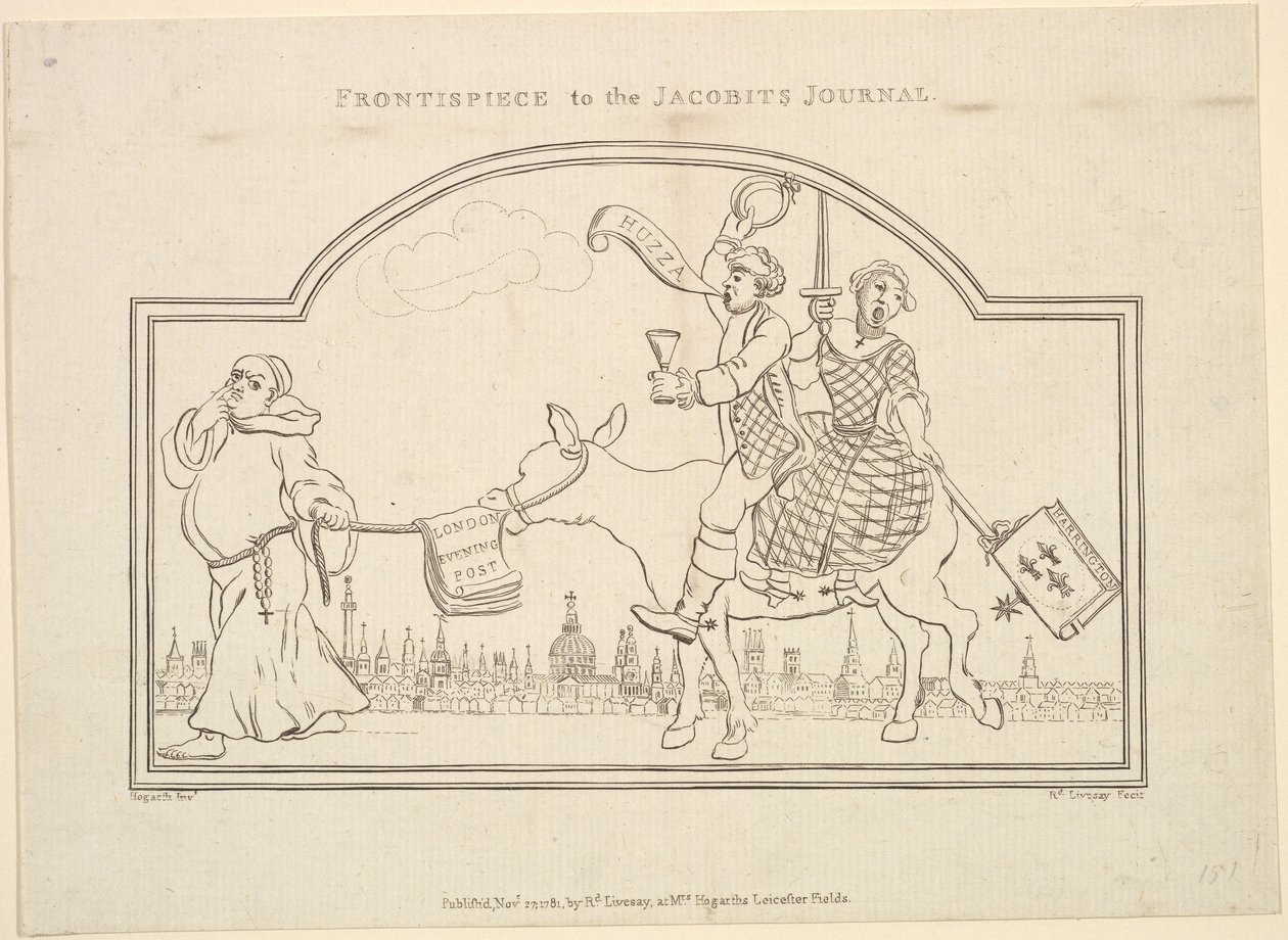 Frontispice til The Jacobites Journal, 27. november 1781. av Richard Livesay