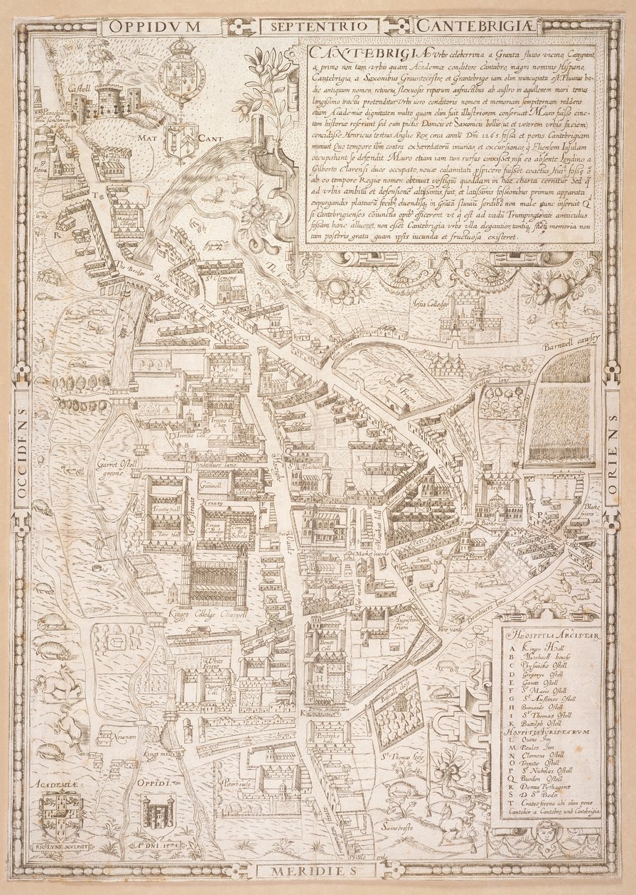 Kart over Cambridge, fra Caius 