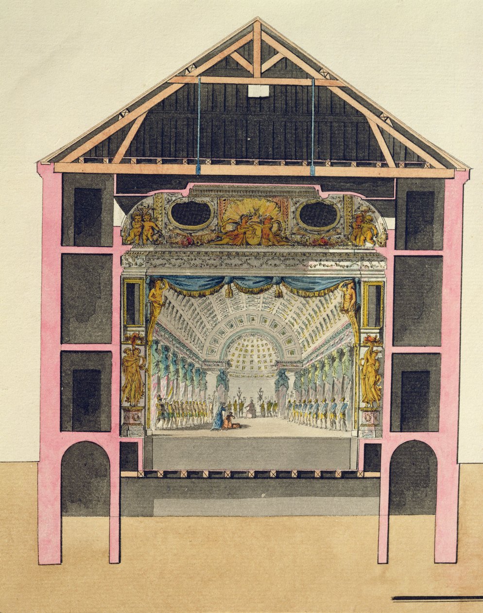 Plan for teatersalen på Le Petit Trianon, 1786 av Richard Mique