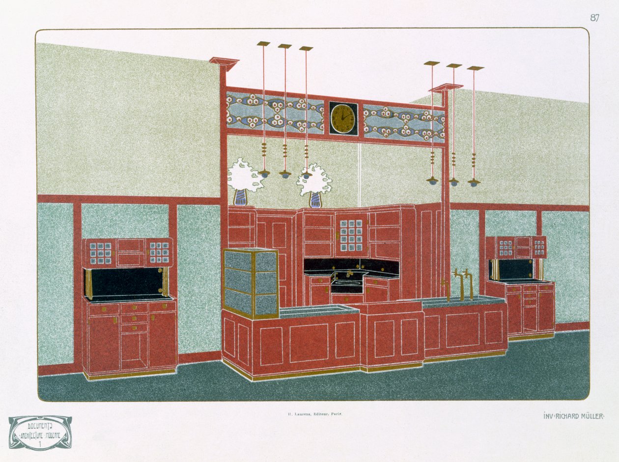 Pl 87 Architecture Moderne I, 1800- eller 1900-tallet (trykk) av Richard Muller