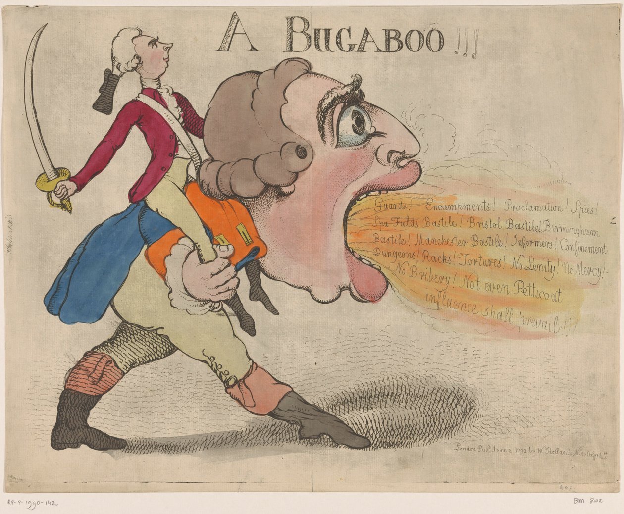 Spotprent av kongen George III, 1792 A Bugaboo (tittel på objekt) av Richard Newton