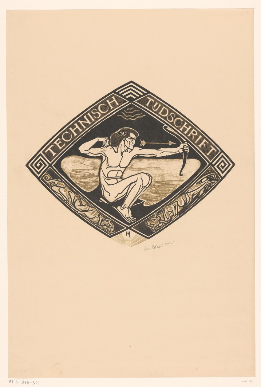 Omslagsdesign for: Technical Magazine, 1914 av Richard Nicolaüs Roland Holst (signed by artist)