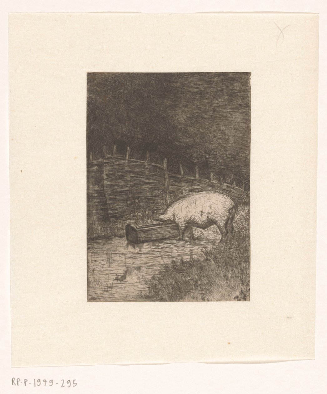 Gris som spiser fra et trau av Richard Nicolaüs Roland Holst