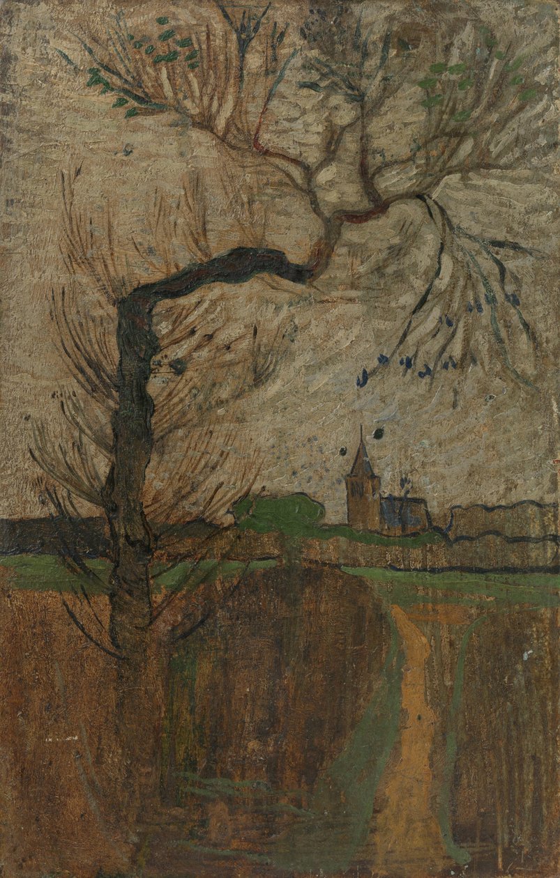 Fotpute med Willow and a Village on the Horizon av Richard Nicolaüs Roland Holst