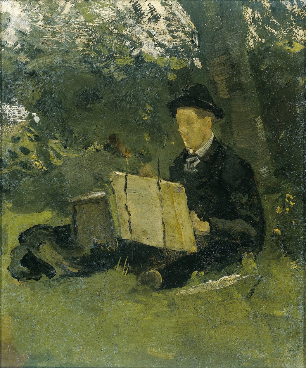 Jan Verkade (1868-1946) Maleri under et tre på Hattem av Richard Nicolaüs Roland Holst