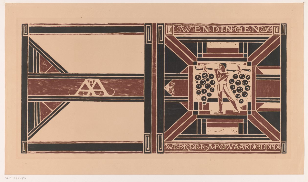 Omslagsdesign for: Wendingen, 1921 Arbeidet til delegatmedlemmene (tittel på objekt) av Richard Nicolaüs Roland Holst