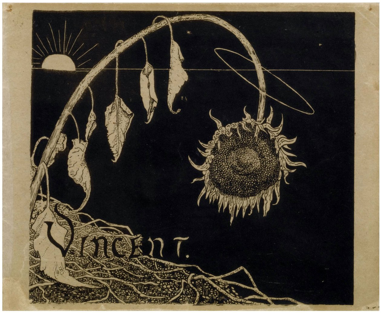 Omslagsdesign for utstillingen til Vincent van Gogh i Amsterdam par Holst, Richard Roland (1868-1938). Litografi, størrelse: 18,2x21 av Richard Nicolaus Holst Roland