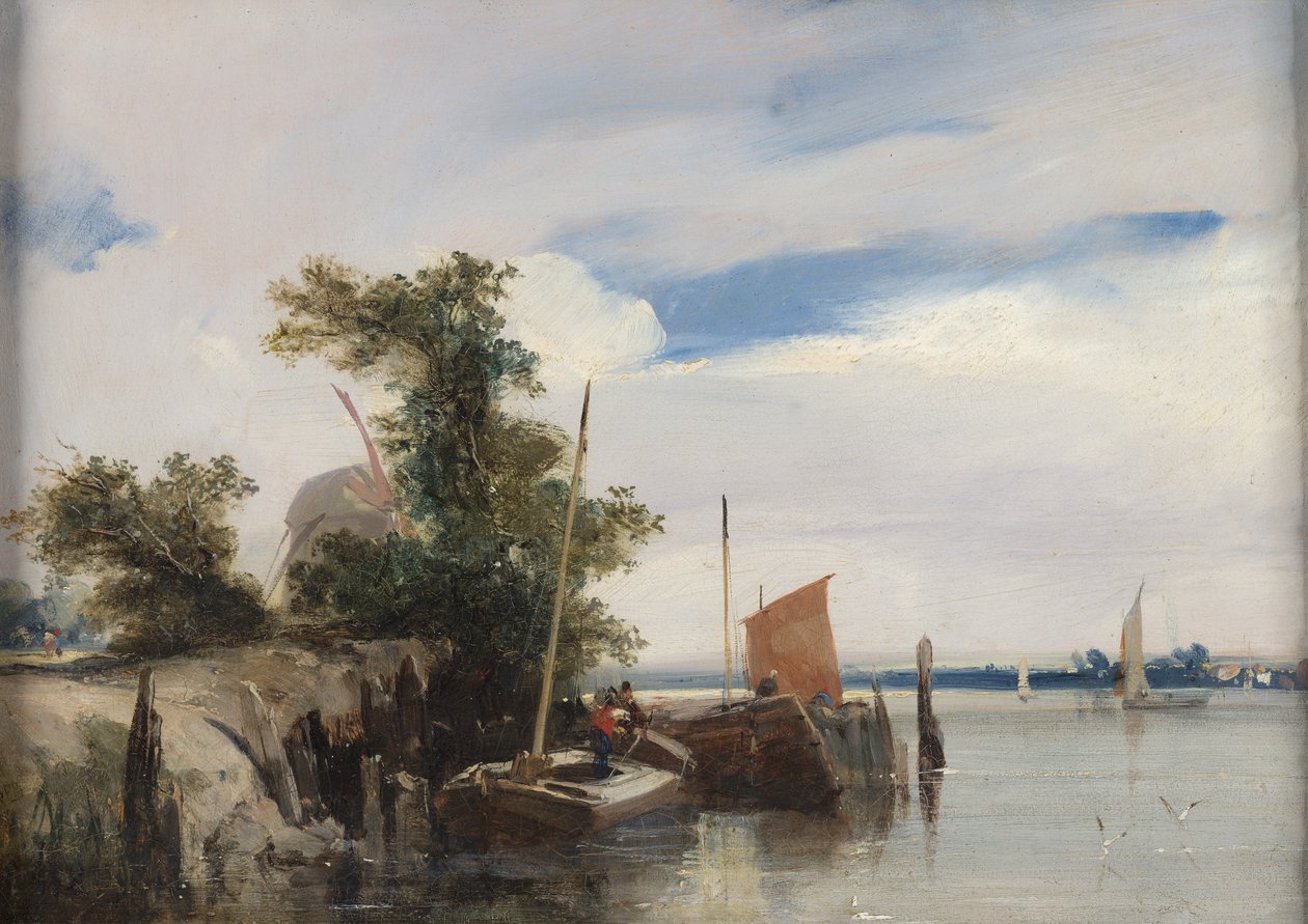 Lektere på en elv av Richard Parkes Bonington