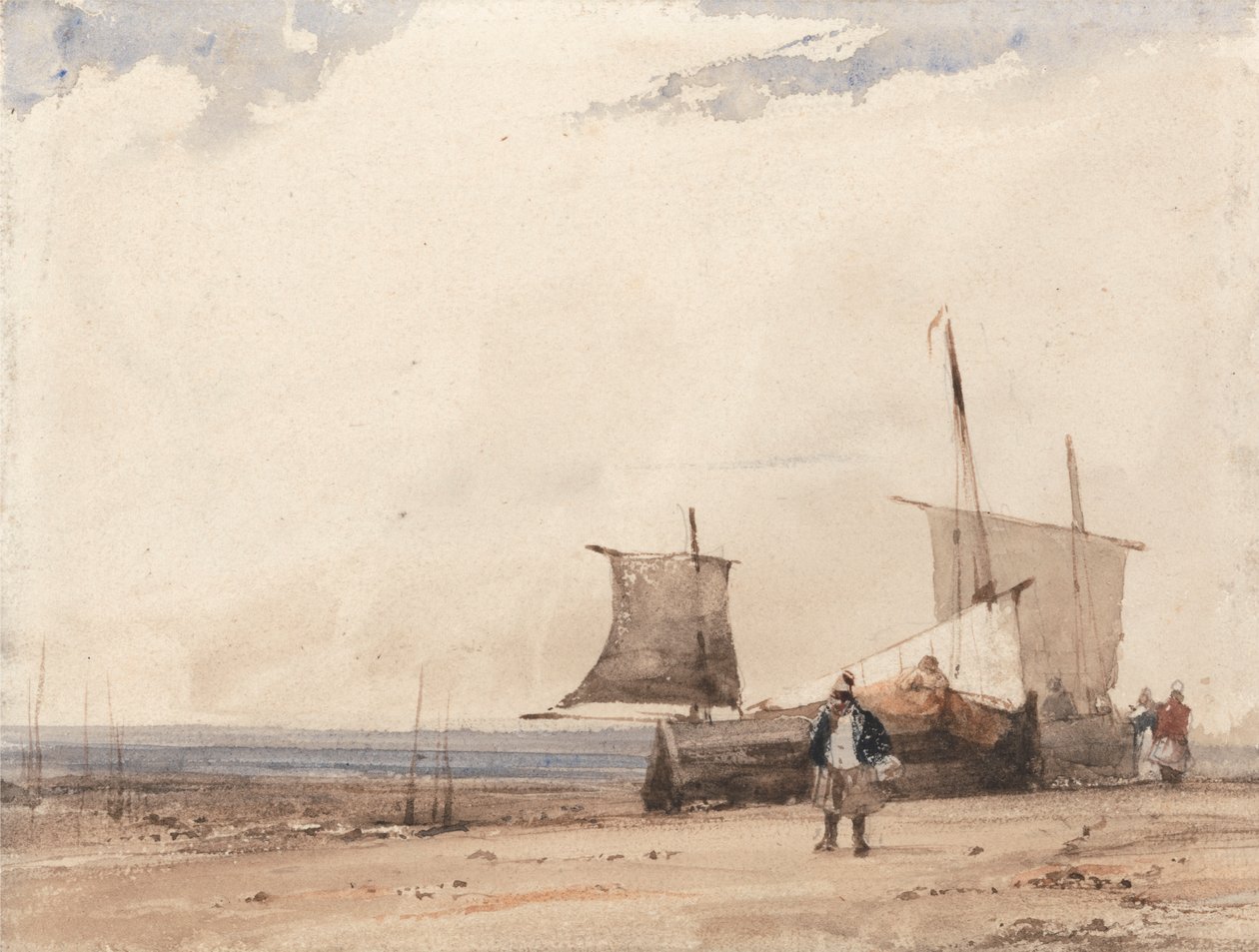 Strandscene av Richard Parkes Bonington