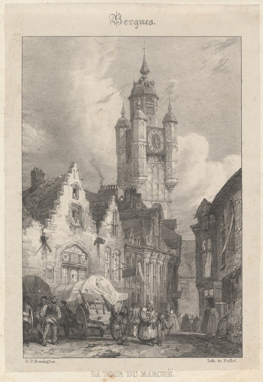 Bergues - Markedstårnet av Richard Parkes Bonington