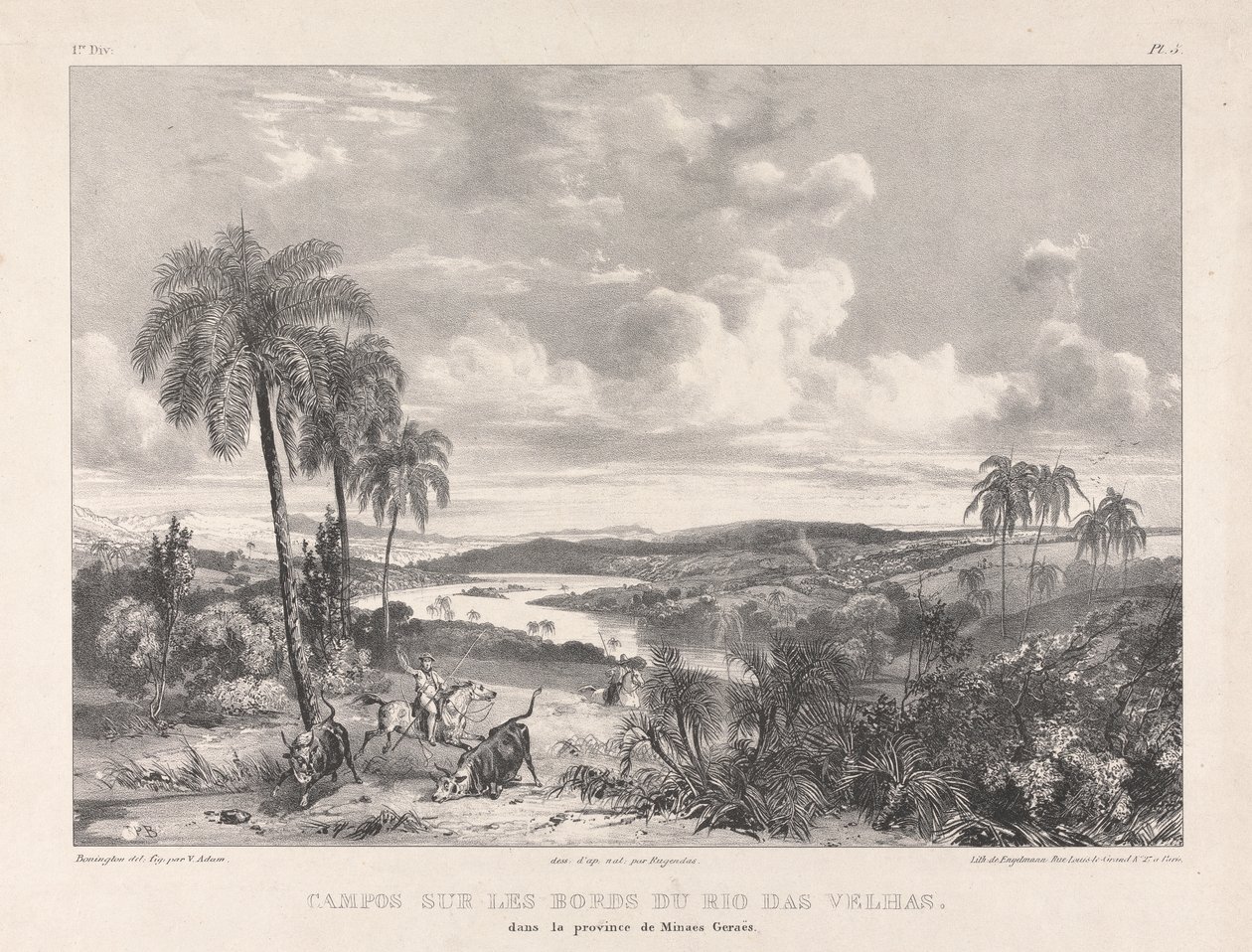 Campos sur les bords i Rio das Velhas av Richard Parkes Bonington