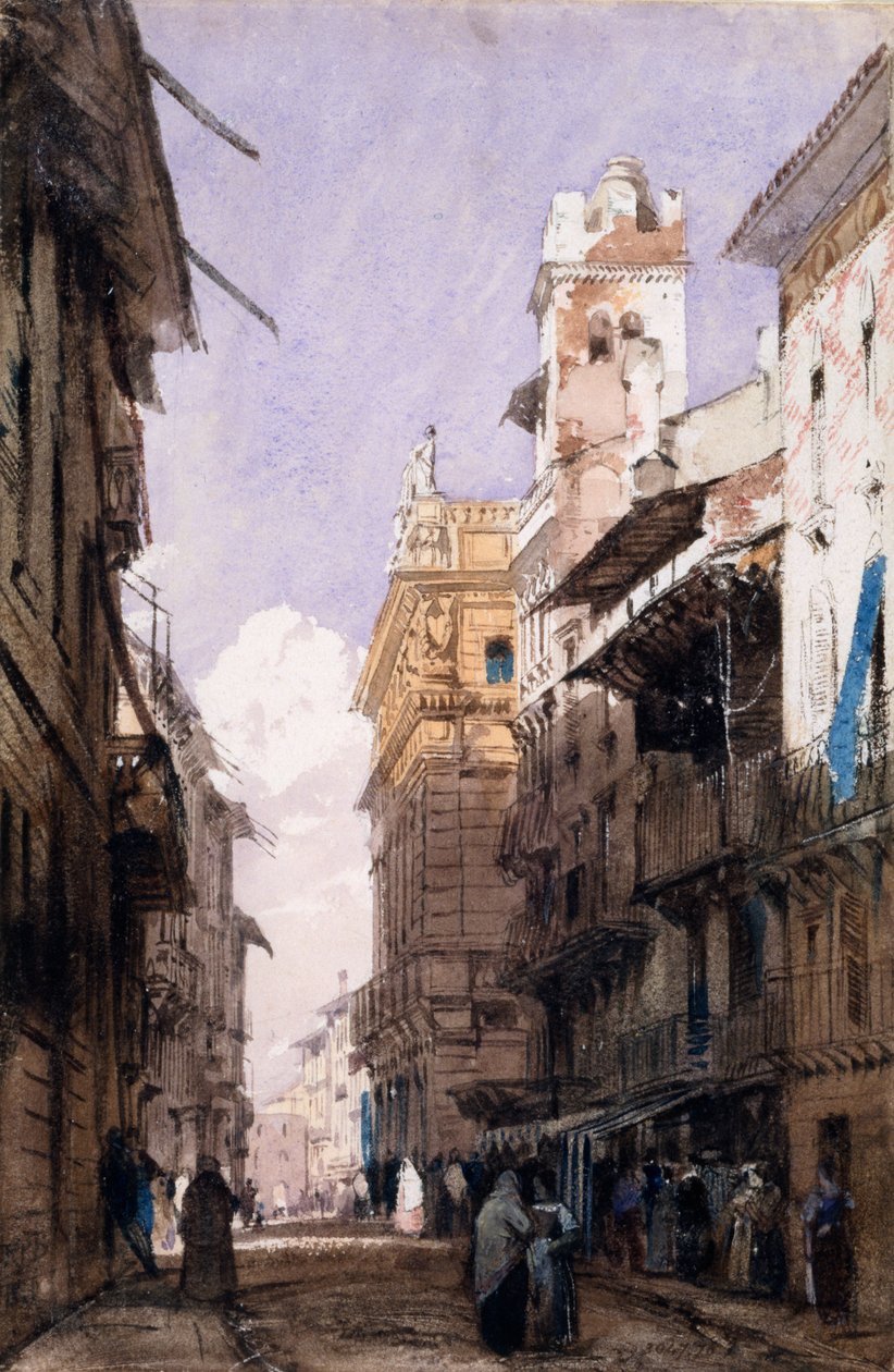 Corso Saint Anastasia, Verona (akvarell på papir) av Richard Parkes Bonington