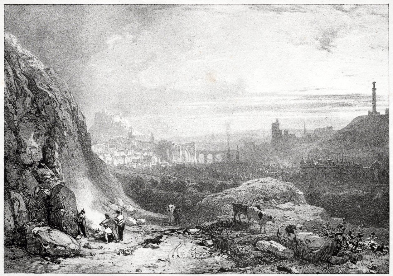 Edinburgh sett fra St. Anthony-kapellet av Richard Parkes Bonington