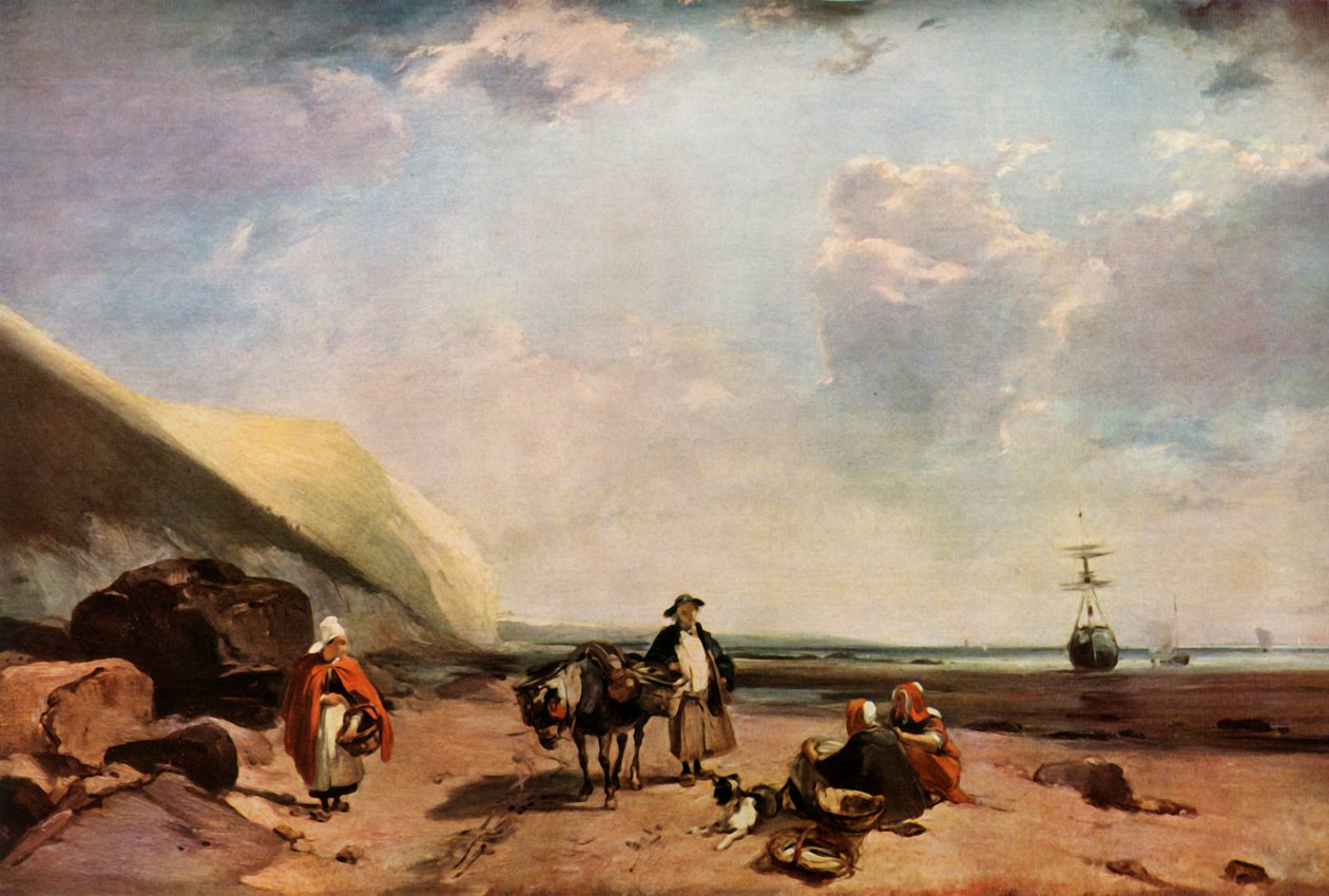 Fiskere på kysten av Normandie, Frankrike, c1824, 1934. av Richard Parkes Bonington