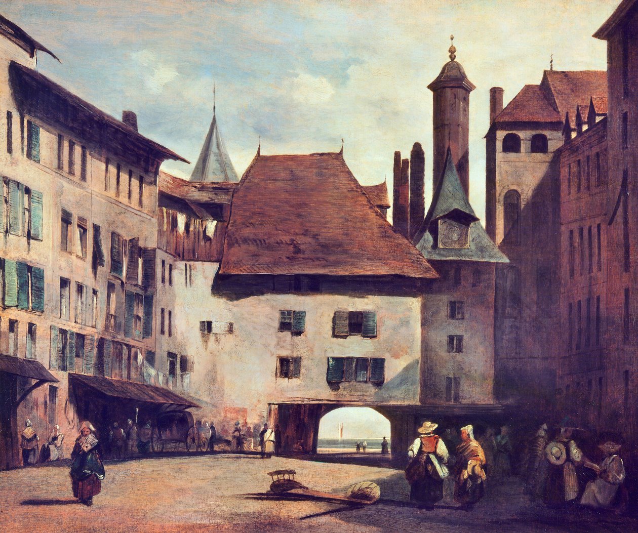 Place du Molard, ca. 1830 av Richard Parkes Bonington