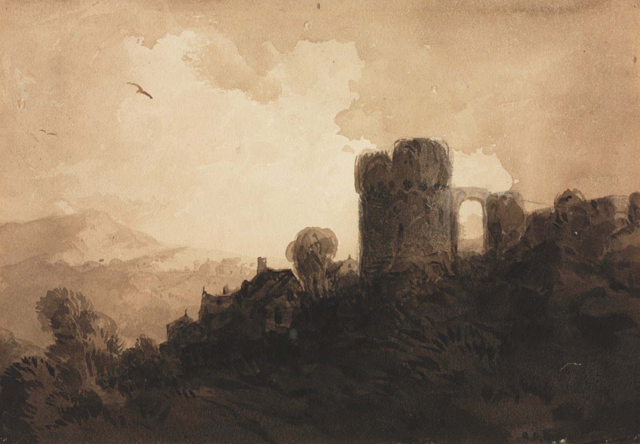 Landskap med slottsruin. av Richard Parkes Bonington
