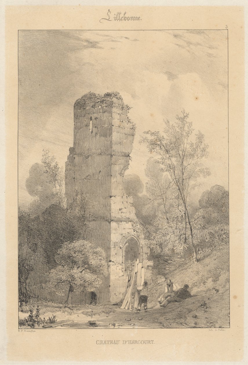 Lillebonne - Chateau d'Harcourt av Richard Parkes Bonington