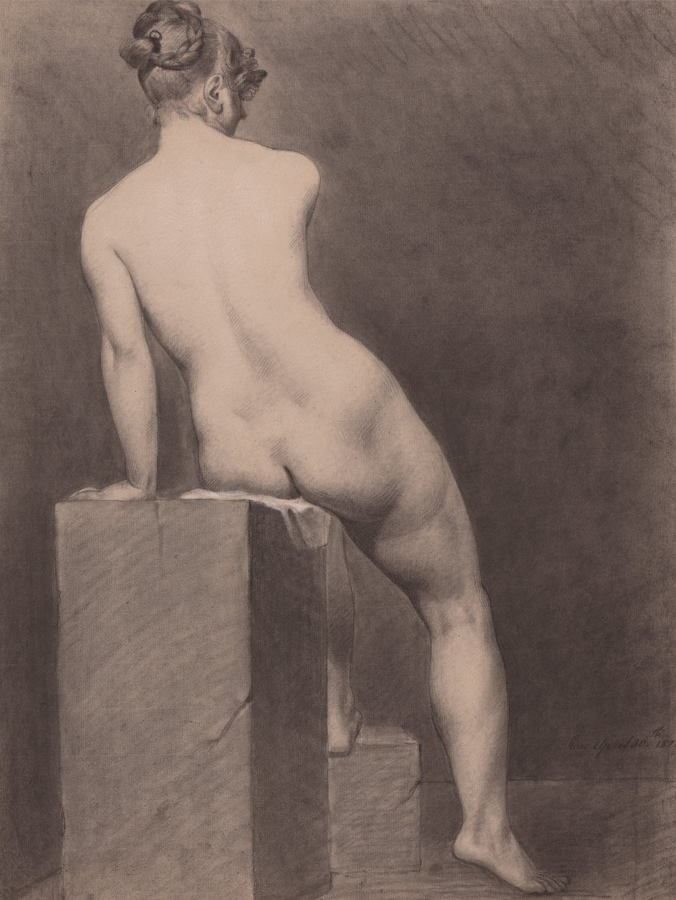 Mademoiselle Rose naken, sett bakfra av Richard Parkes Bonington