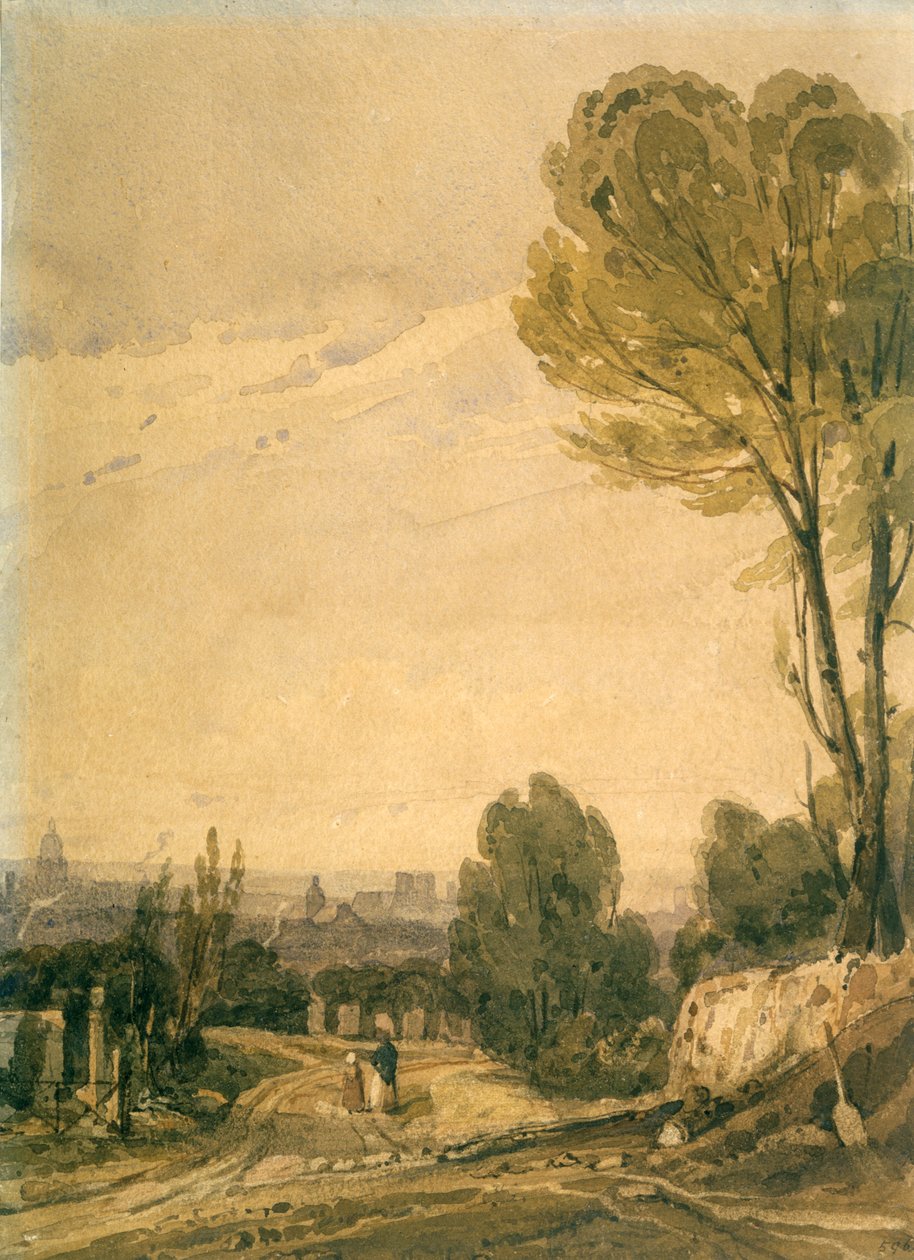 Paris sett fra Pere Lachaise kirkegård, c1825 av Richard Parkes Bonington