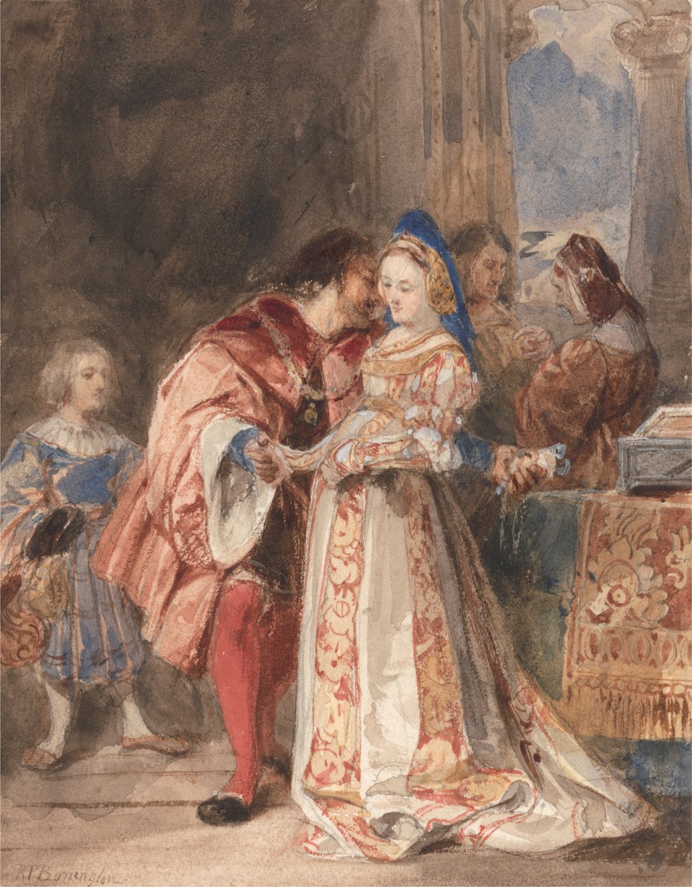 Portia og Bassanio av Richard Parkes Bonington