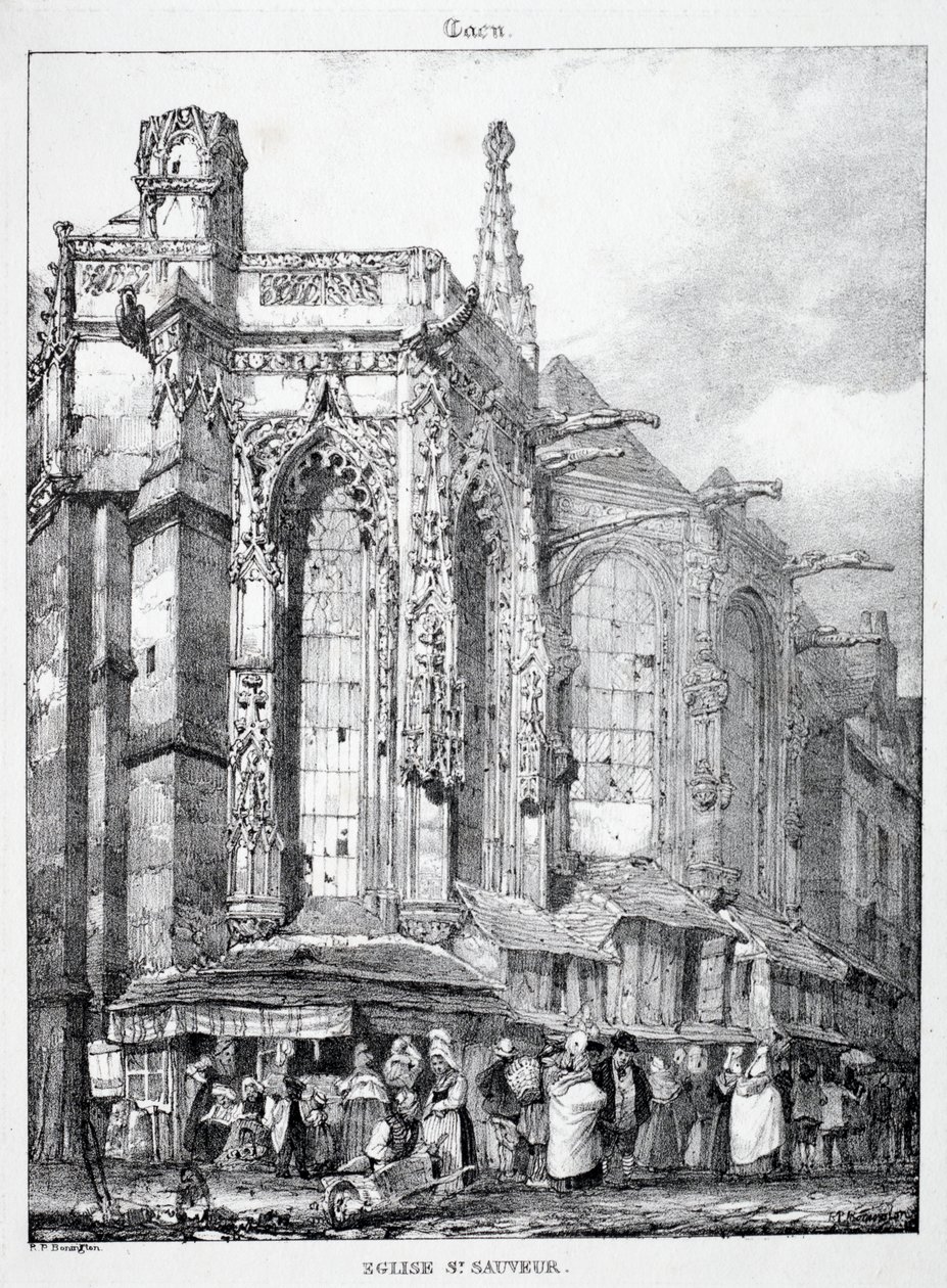 Rester og fragmenter av arkitektur fra middelalderen: St. Sauveur kirke, Caën av Richard Parkes Bonington