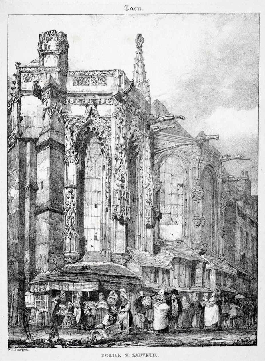 Rester og fragmenter av middelalderarkitektur: St. Sauveur-kirken, Caën. av Richard Parkes Bonington