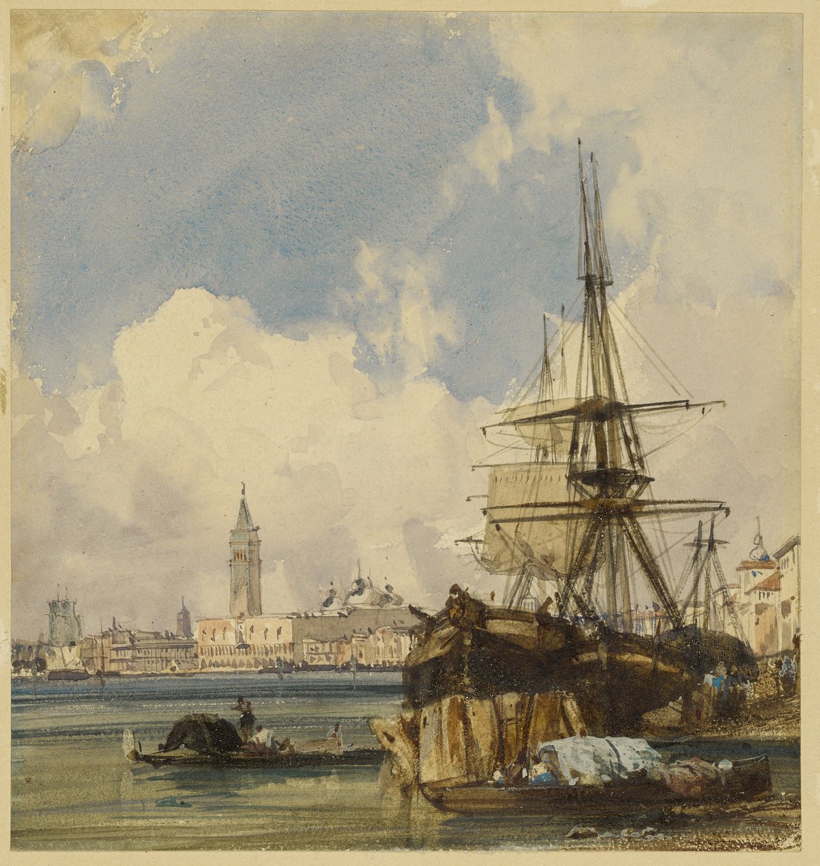 Riva degli Schiavoni, nær San Biagio, Venezia av Richard Parkes Bonington