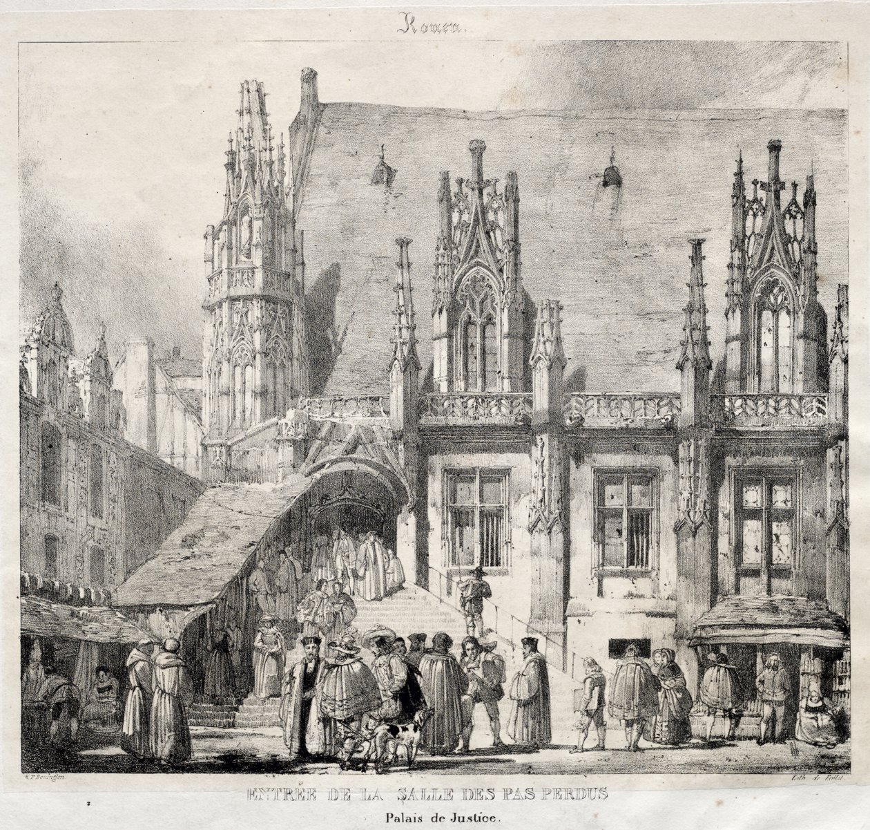 Rouen: Inngang til Salle des Pas Perdus, Justispalasset av Richard Parkes Bonington