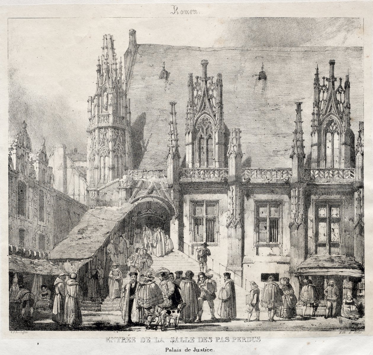 Rouen: Inngang til Salle des Pas Perdus, Justispalasset av Richard Parkes Bonington
