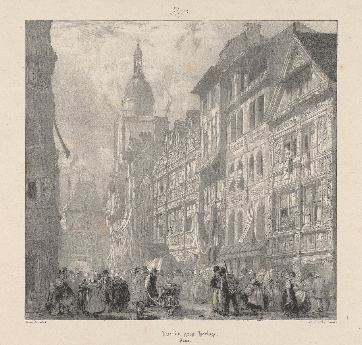 Gros Clock Street av Richard Parkes Bonington