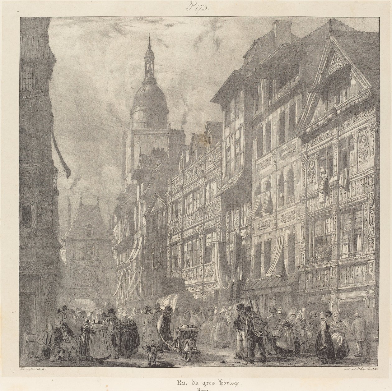 Rue du Gros-Horloge, Rouen av Richard Parkes Bonington