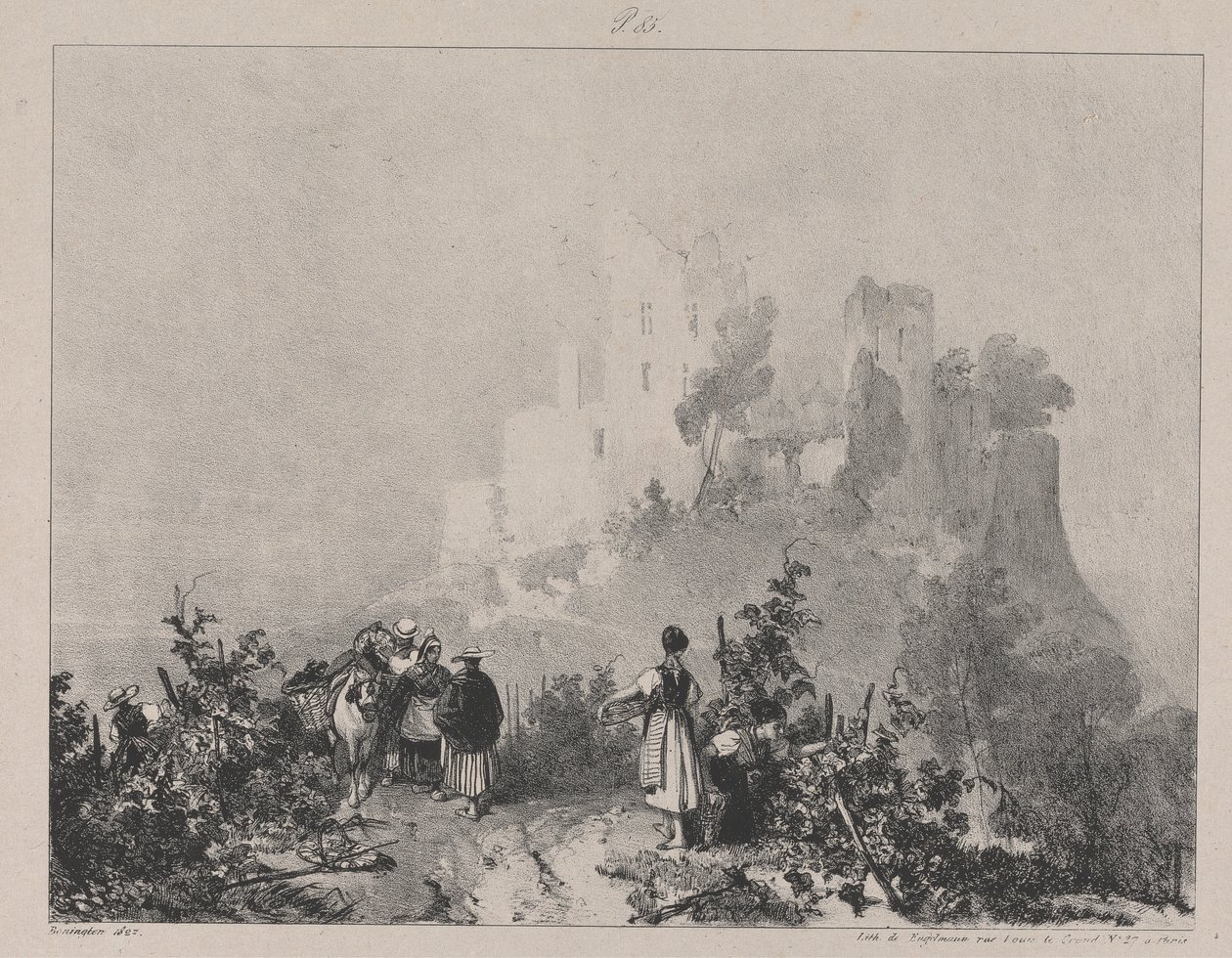 Ruinene av Chateau d'Arlay av Richard Parkes Bonington